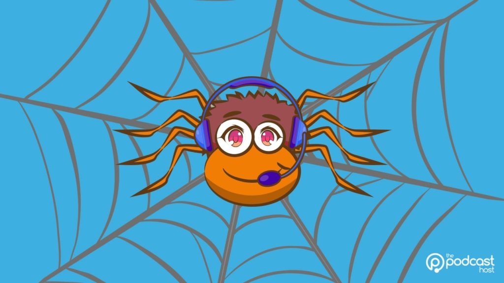 podcast spider crawling the web: Why podcast accessibility is important on your website. 