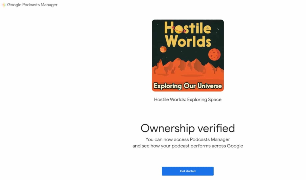 ownership of podcast verified - google podcasts