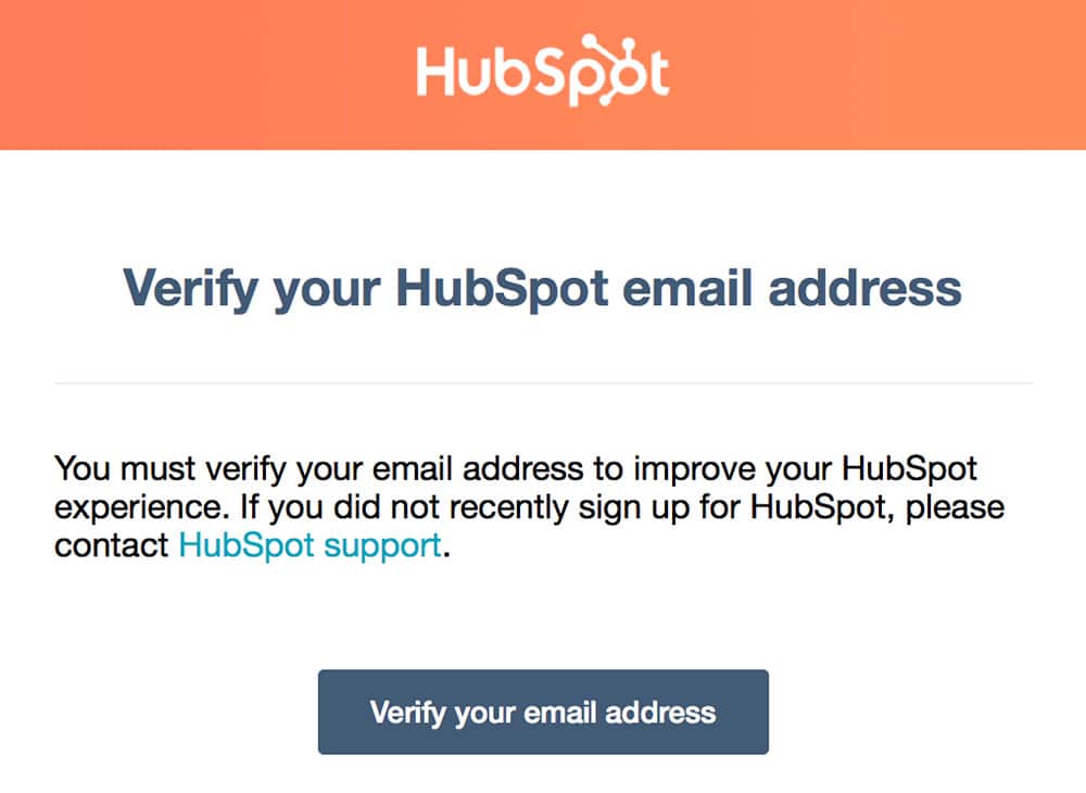 Verify your email when you register on HubSpot
