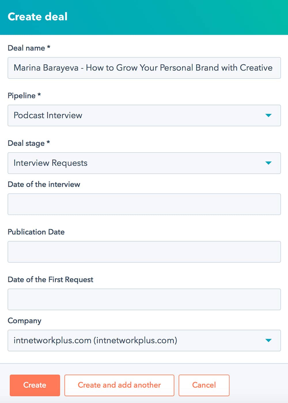 How to add a new podcast interview deal to a podcast guest