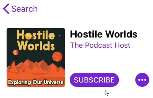 Podcast names Hostile Worlds in iTunes