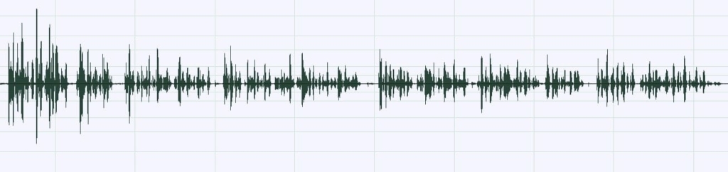 An audio waveform printed on a piece of graph paper.