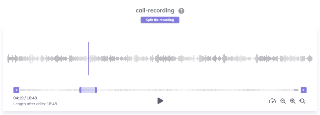 split the call recording in Alitu