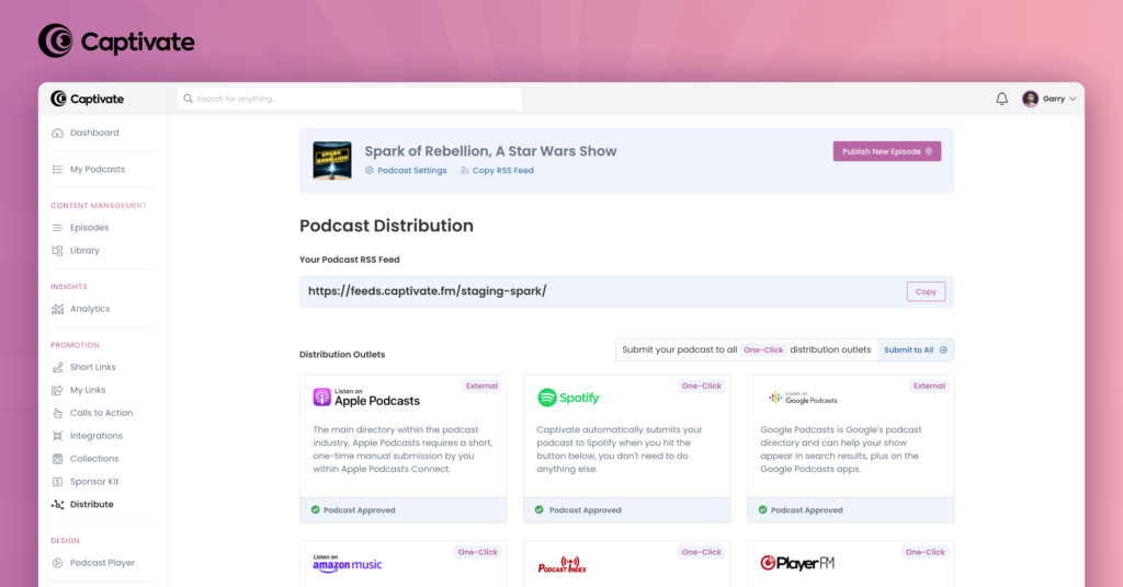 Podcast Distribution on Captivate