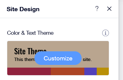 Step 1 to customizing the colour scheme for a Wix Website