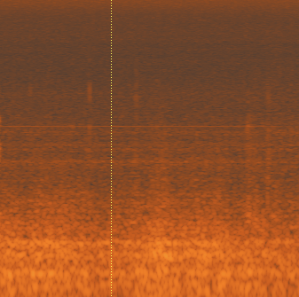 A spectrogram of room tone using iZotope RX Editor to analyze frequency content. Shure MV7 review
