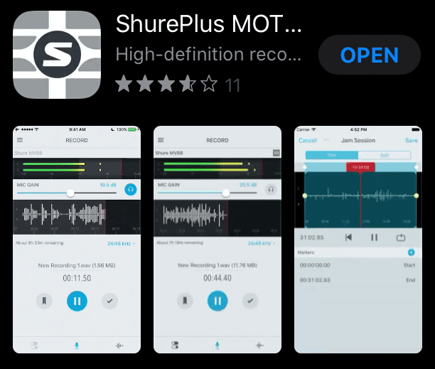 ShurePlus MOTIV: Best recording Apps for iOS