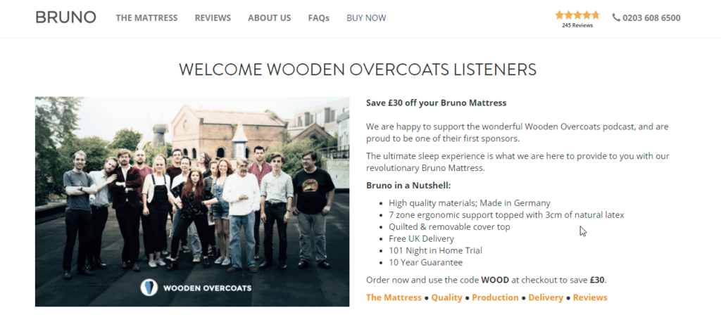 Wooden Overcoats Podcast Sponsorhip